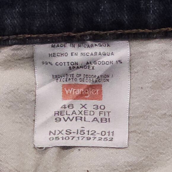 Wrangler Jeans Mens 46x30 Blue Relaxed Fit Straight Leg Denim Medium Wash - Picture 7 of 12